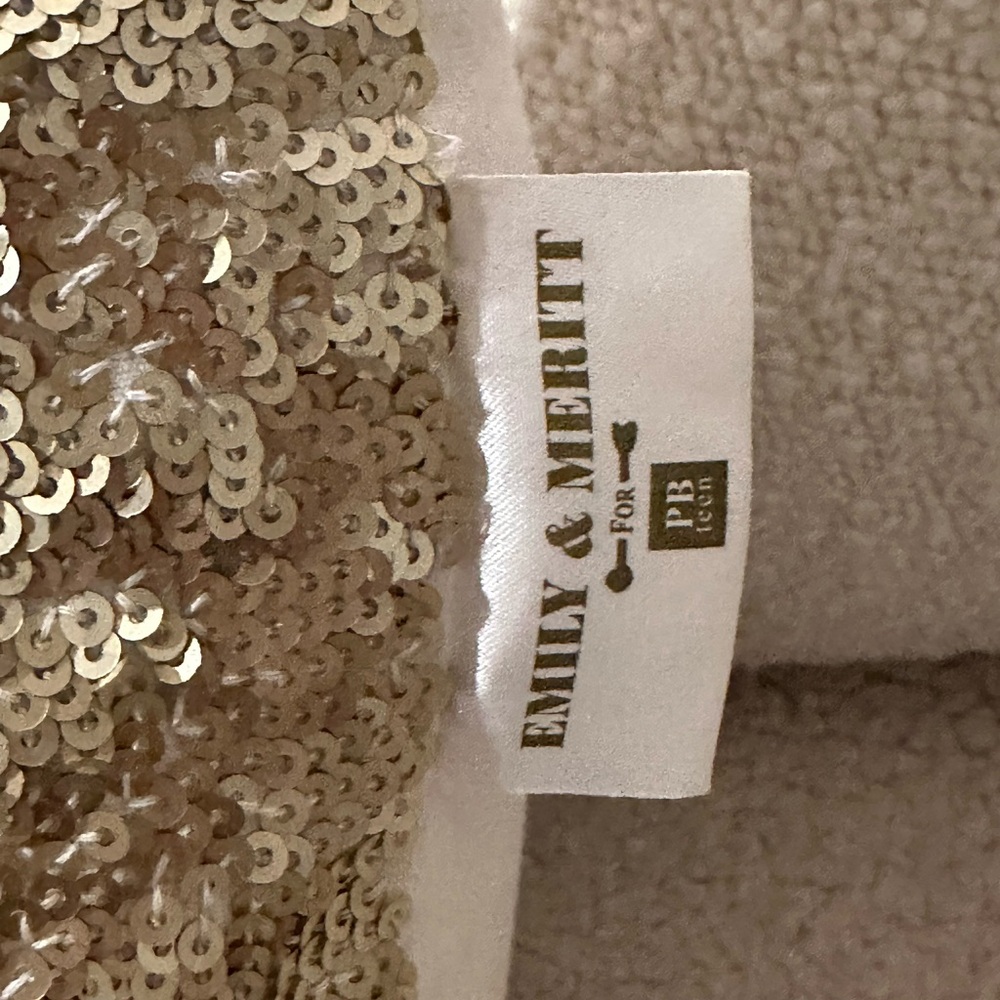 Pottery Barn Teen The Emily & Meritt Sequin Cat Pillow In Gold - Picture 3 of 4